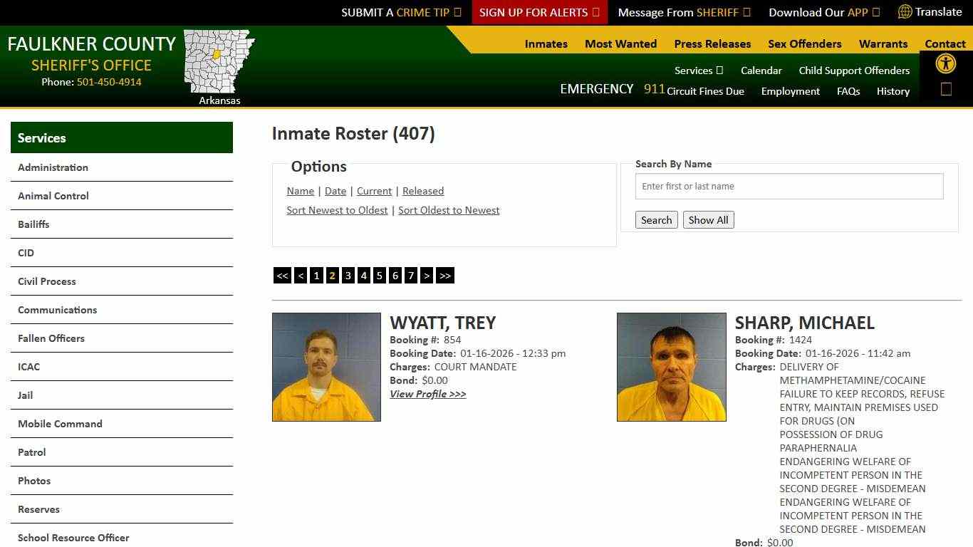 Inmate Roster - Page 2 Current Inmates Booking Date Descending - Faulkner County Sheriff's Office